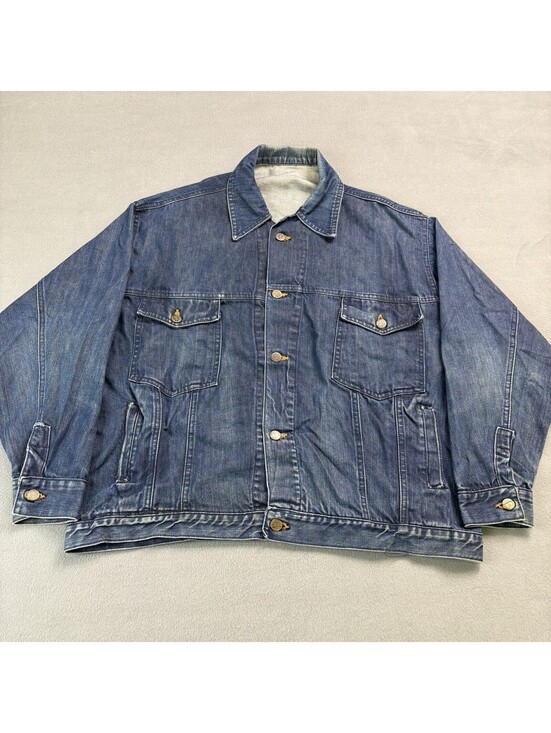 Other - Vintage 90s Knockout Jeans Denim Jean Trucker Jacket Size XL Blue Baggy Hip Hop